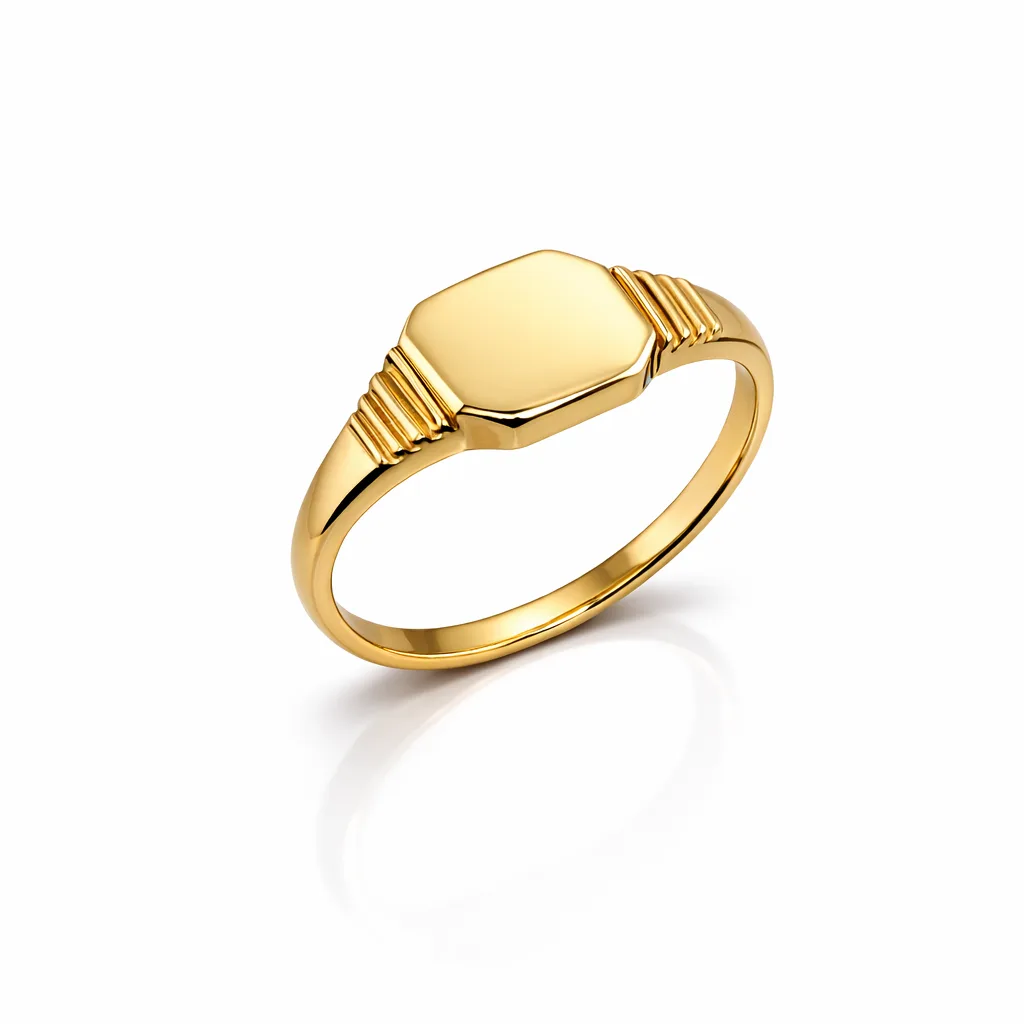 9ct Yellow Gold Classic Signet Ring – 7.7mm x 8.2mm Unisex - LD981X