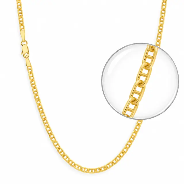 9ct Yellow Gold Classice Bevelled Diamond Cut Anchor Link Chain - 60 Gauge