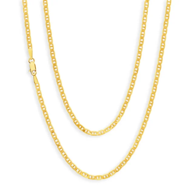 9ct Yellow Gold Classice Bevelled Diamond Cut Anchor Link Chain - 60 Gauge