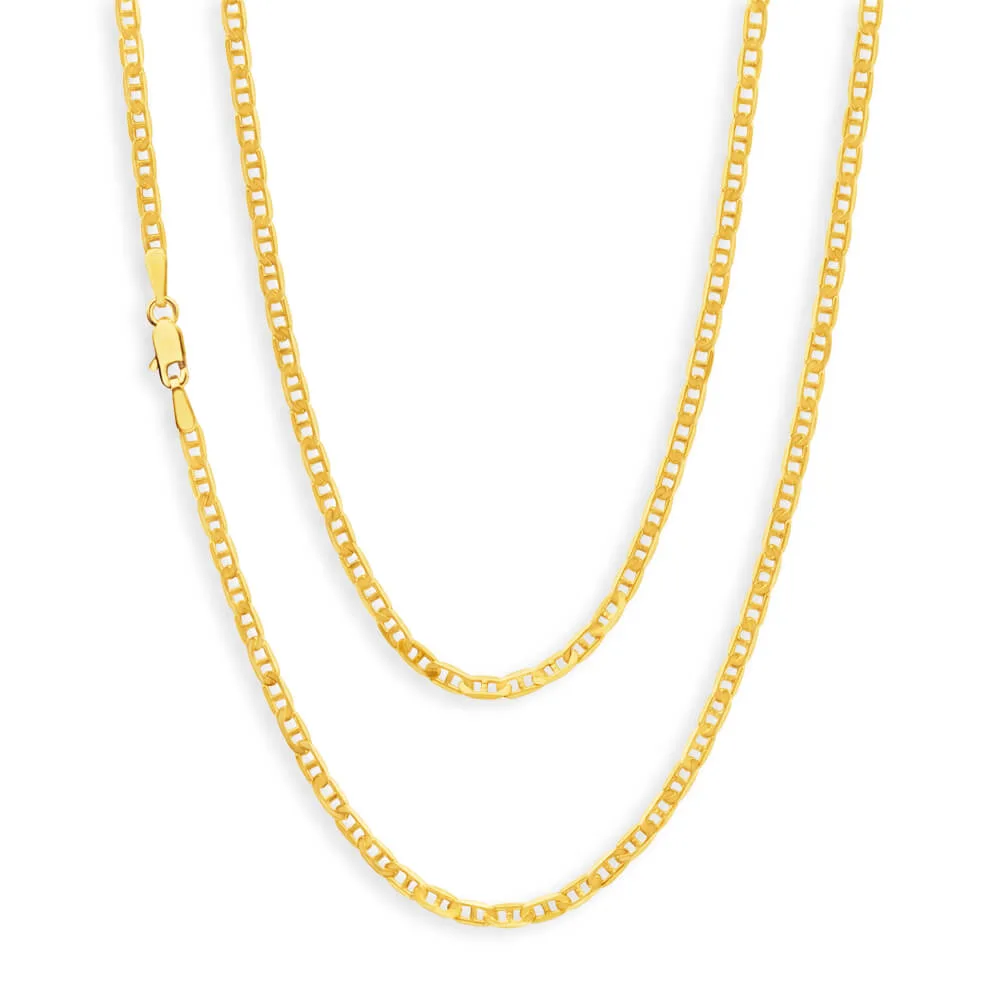 9ct Yellow Gold Classice Bevelled Diamond Cut Anchor Link Chain - 60 Gauge