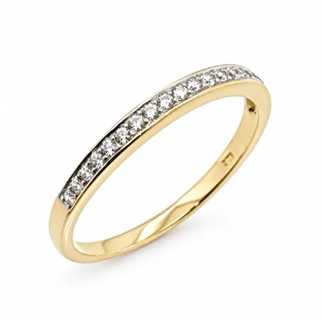 9ct Yellow Gold Claw Set Cubic Zirconia Wedding Band