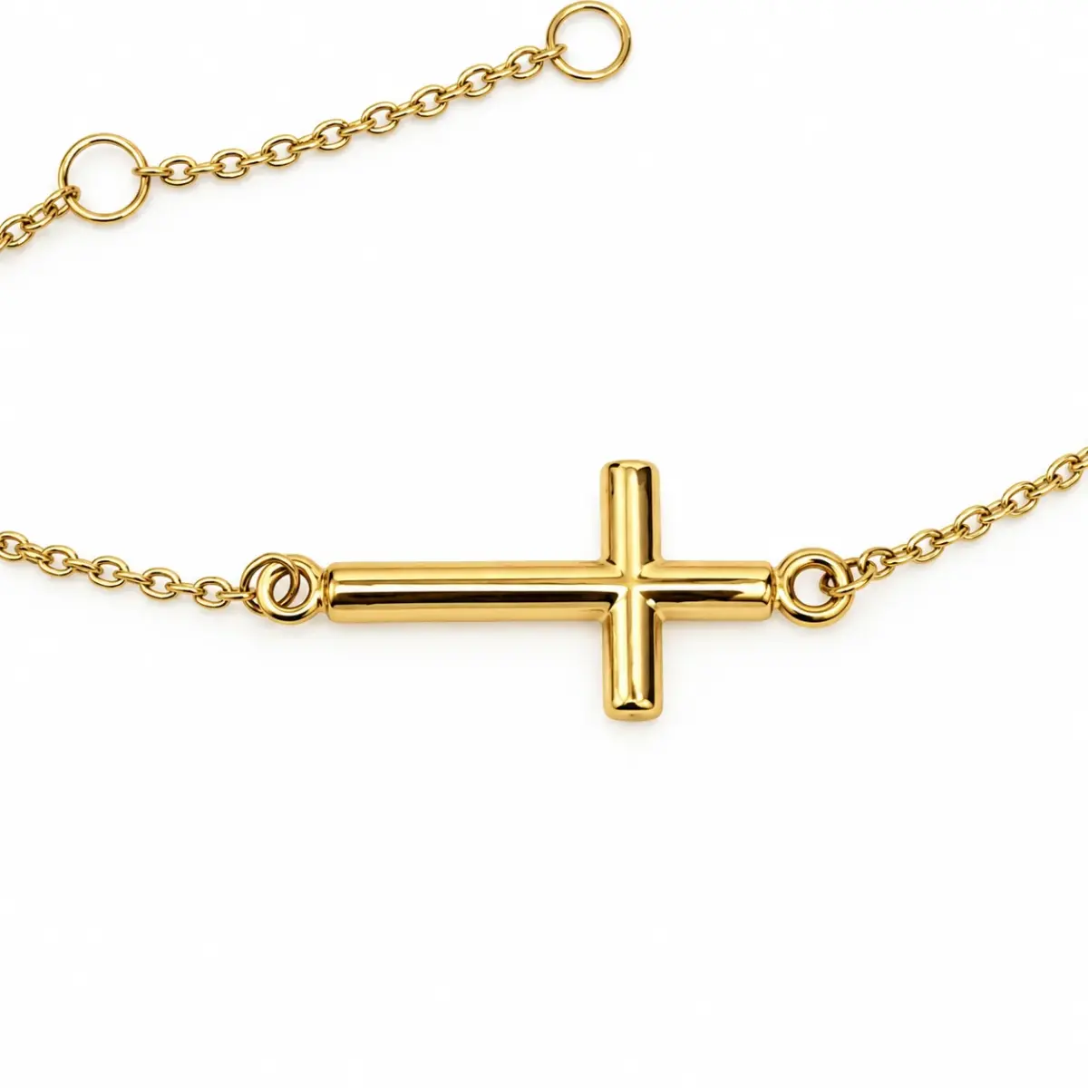 9ct Yellow Gold Cross & Evil Eye Adjustable Bracelet 18.5cm - 1930.9BR