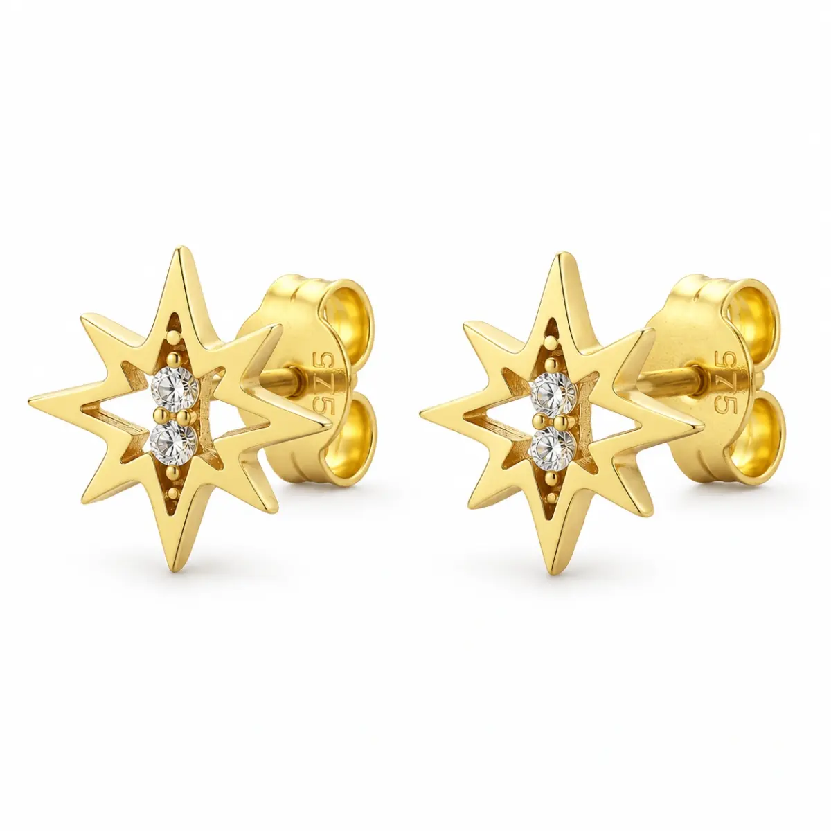 9ct Yellow Gold Cubic Zircoina Star Studs