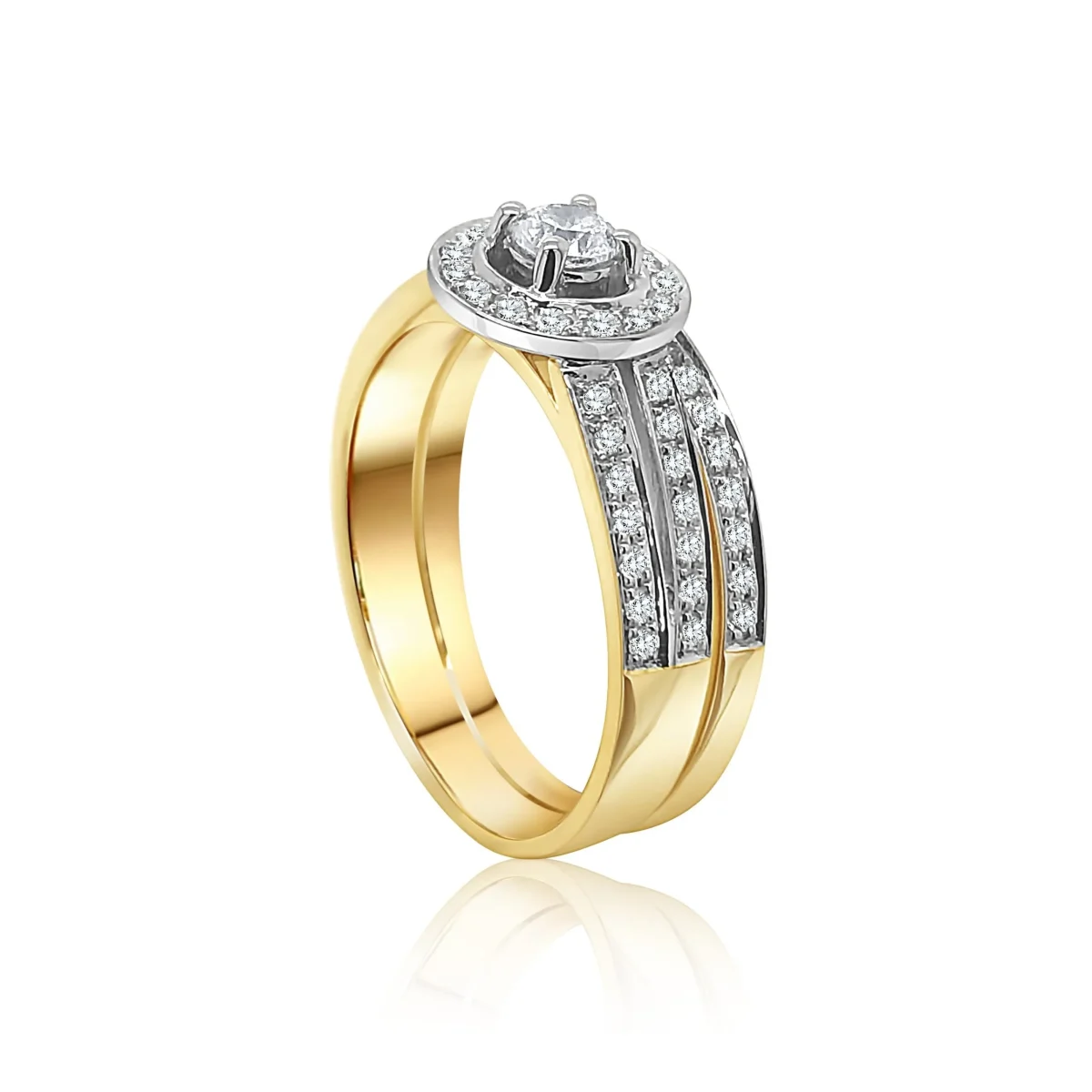9ct Yellow Gold Cubic Zirconia 2 Piece Halo Bridal Set