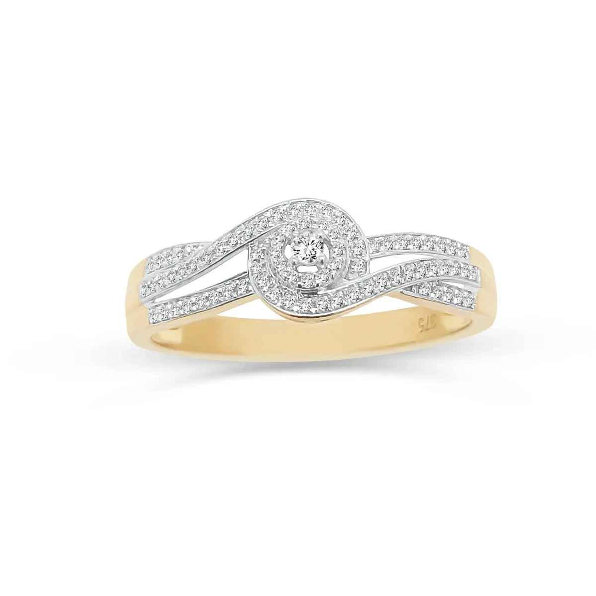 9ct Yellow Gold Cubic Zirconia Cluster Engagement Ring SKU-ARG12316
