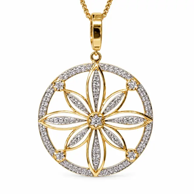 9ct Yellow Gold Cubic Zirconia Setting Round Pendant