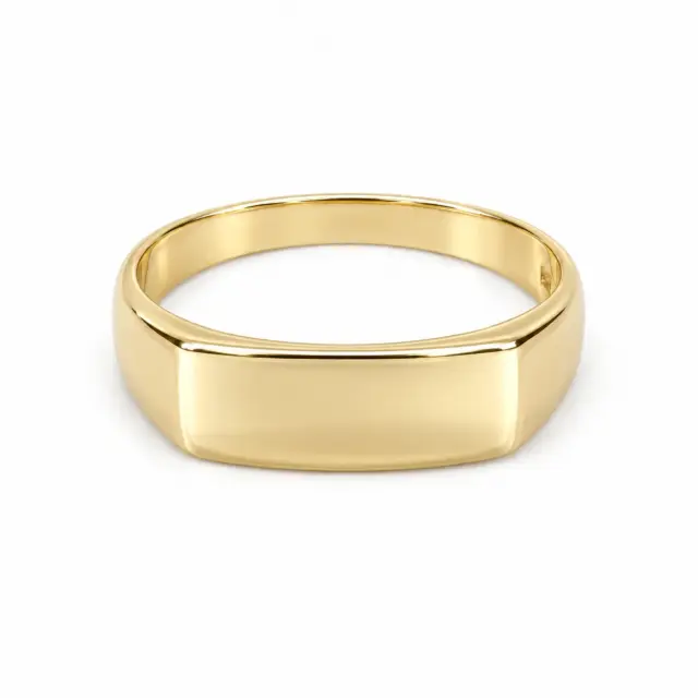 9ct Yellow Gold Curved Rectangle Signet Wedding / Dress Ring - D6598MOD9Y