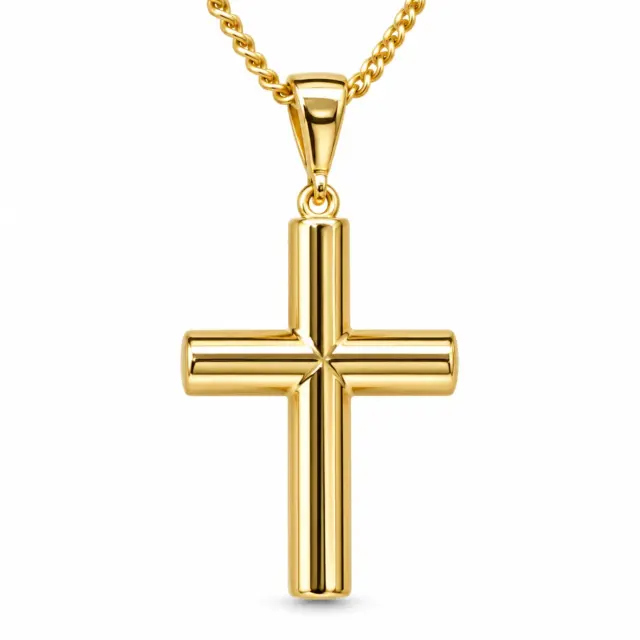 9ct Yellow Gold Cylinder Cross Pendant 14.70mm x 27.30mm