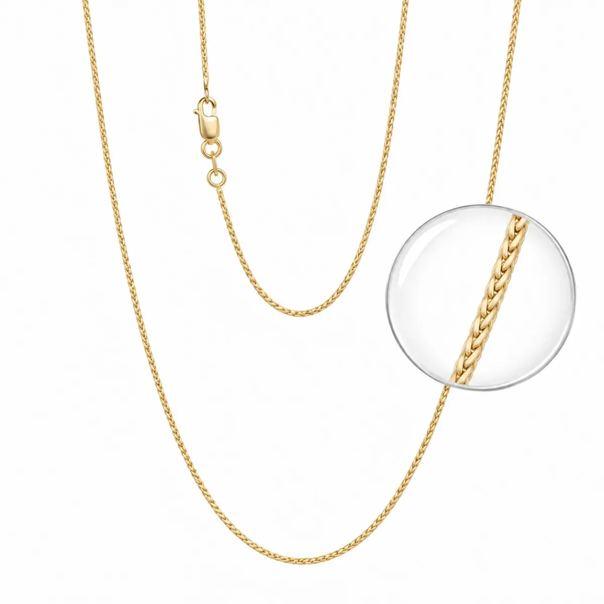 9ct Yellow Gold Desio 1mm Round Diamond Cut Magic Wheat Link Chain - 025SPID12