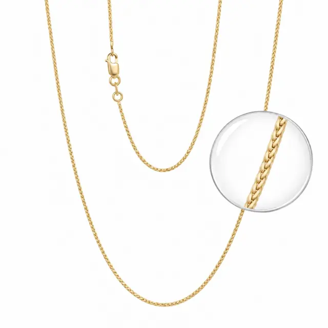 9ct Yellow Gold Desio 1mm Round Diamond Cut Magic Wheat Link Chain - 025SPID12