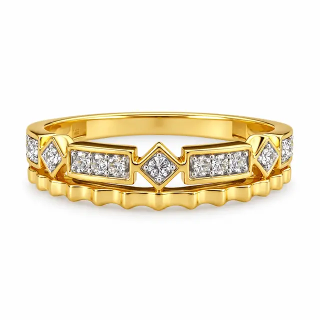9ct Yellow Gold Diamond Band Ring 0.08ct Natural Diamonds - AJR28747