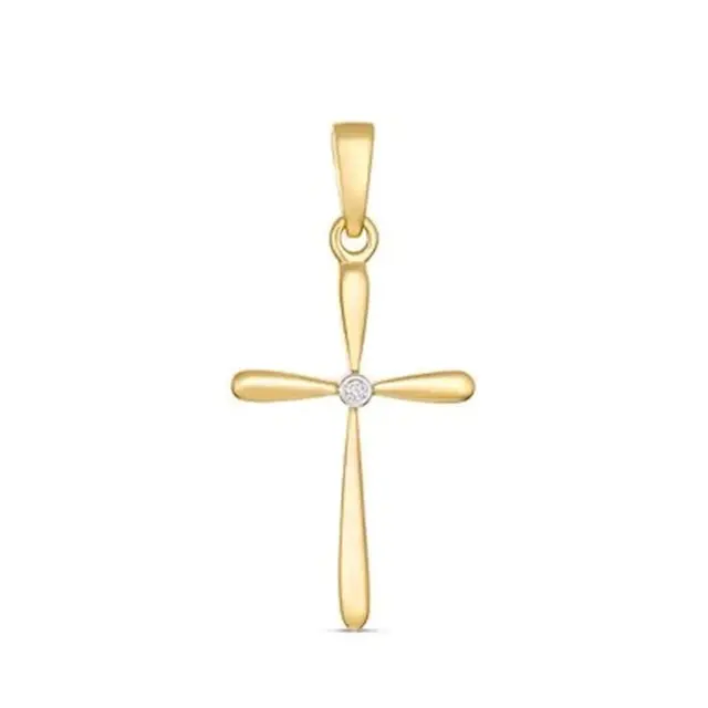 9ct Yellow Gold Diamond Cross Pendant - P453DC