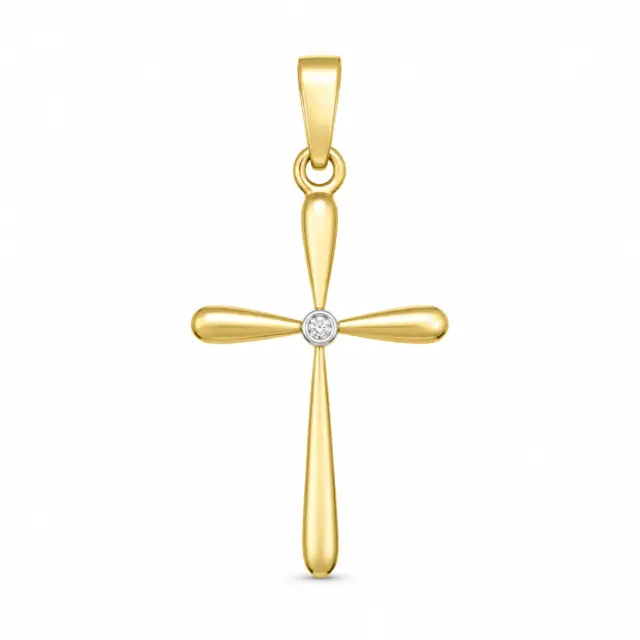 9ct Yellow Gold Diamond Cross Pendant - P453DC