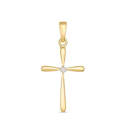 9ct Yellow Gold Diamond Cross Pendant - P453DC