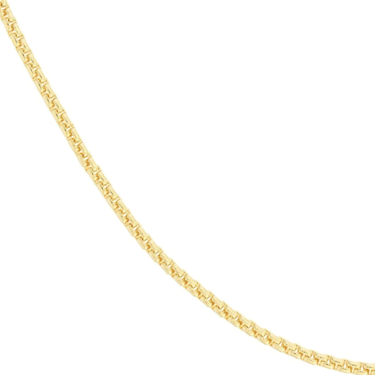 9ct Yellow Gold Diamond Cut 1.50mm Solid Round Box Chain with Lobster Catch - 51cm