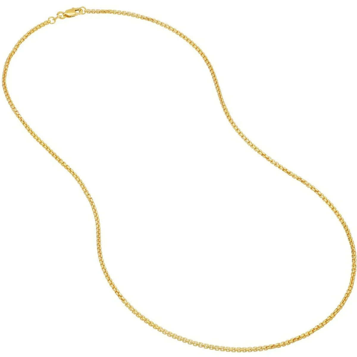 9ct Yellow Gold Diamond Cut 1.50mm Solid Round Box Chain with Lobster Catch - 51cm