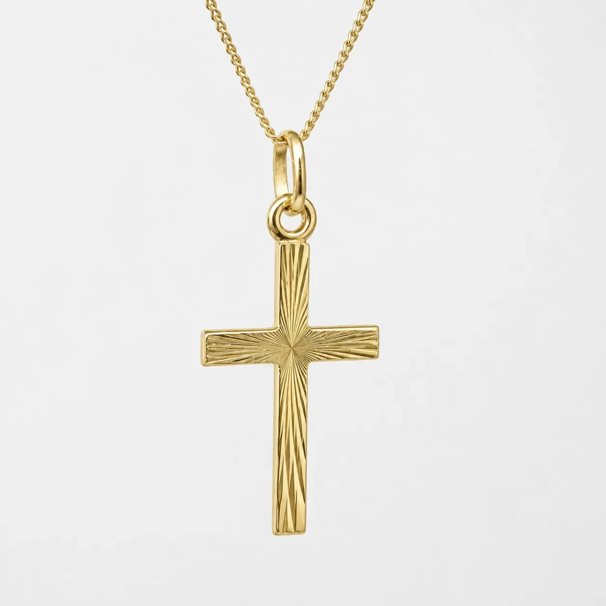 9ct Yellow Gold Diamond Cut Cross Pendant – Italian Made | 15mm x 26mm - 9CTDCCROSS