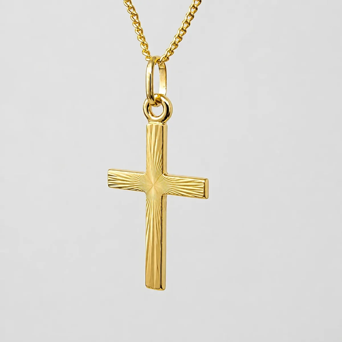 9ct Yellow Gold Diamond Cut Cross Pendant – Italian Made | 15mm x 26mm - 9CTDCCROSS