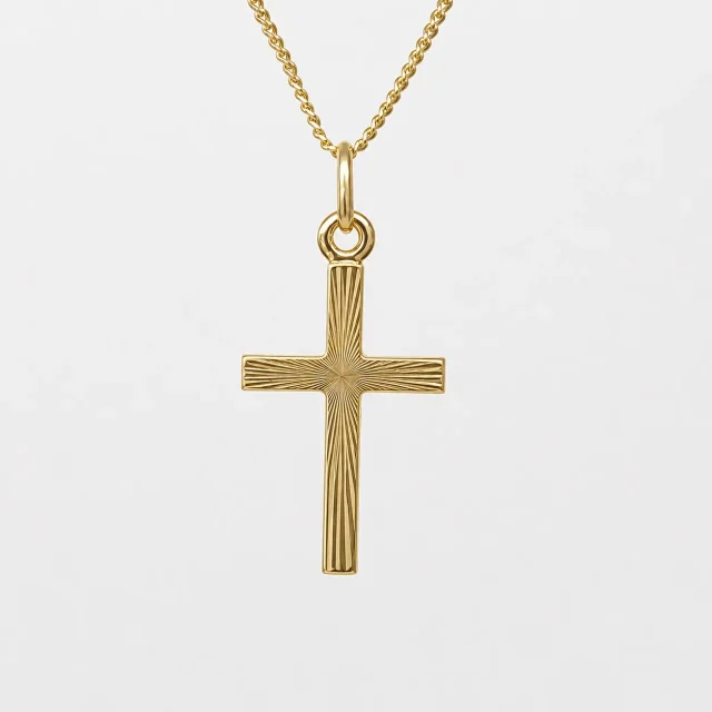 9ct Yellow Gold Diamond Cut Cross Pendant – Italian Made | 15mm x 26mm - 9CTDCCROSS