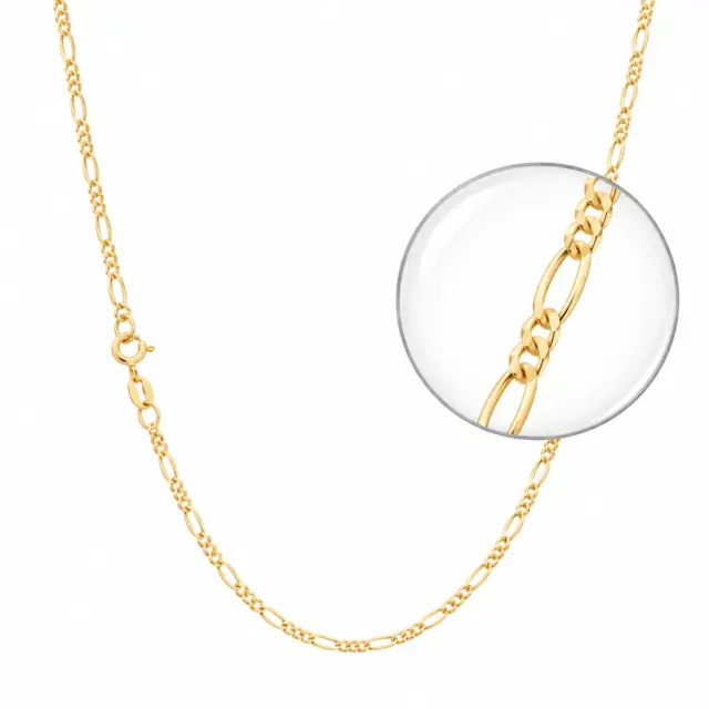 9ct Yellow Gold Diamond Cut Figaro Chain - FD50 1/3 Gauge