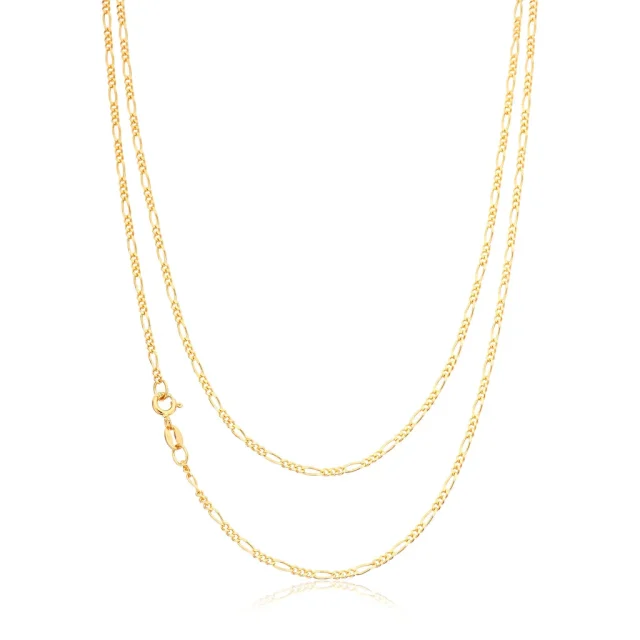 9ct Yellow Gold Diamond Cut Figaro Chain - FD50 1/3 Gauge