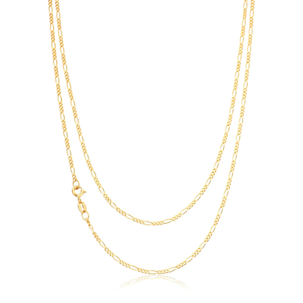 9ct Yellow Gold Diamond Cut Figaro Chain - FD50 1/3 Gauge