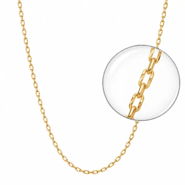 9ct Yellow Gold Diamond Cut Rectangular Trace Link Chain 1.5mm - 050KRD09