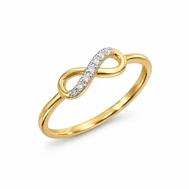 9ct Yellow Gold Diamond Infinity Ring 0.07ct GH SI - AURG1598