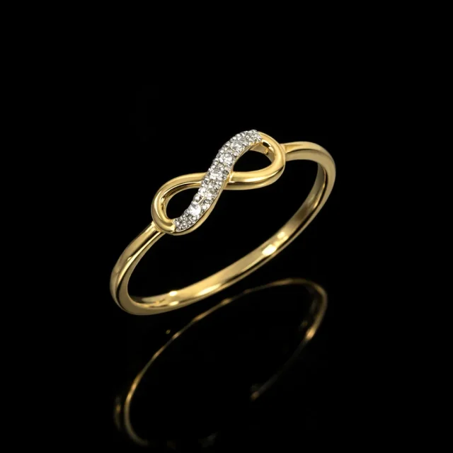 9ct Yellow Gold Diamond Infinity Ring 0.07ct GH SI - AURG1598