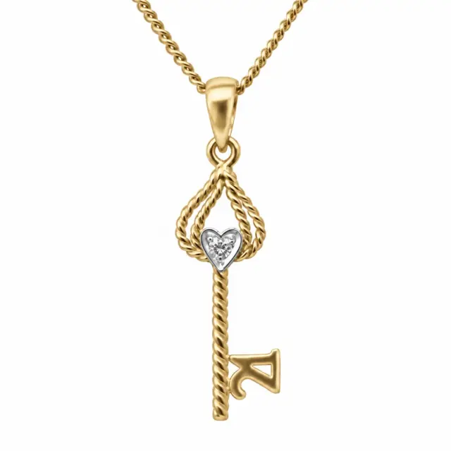9ct Yellow Gold Diamond Set 21st Key Pendant