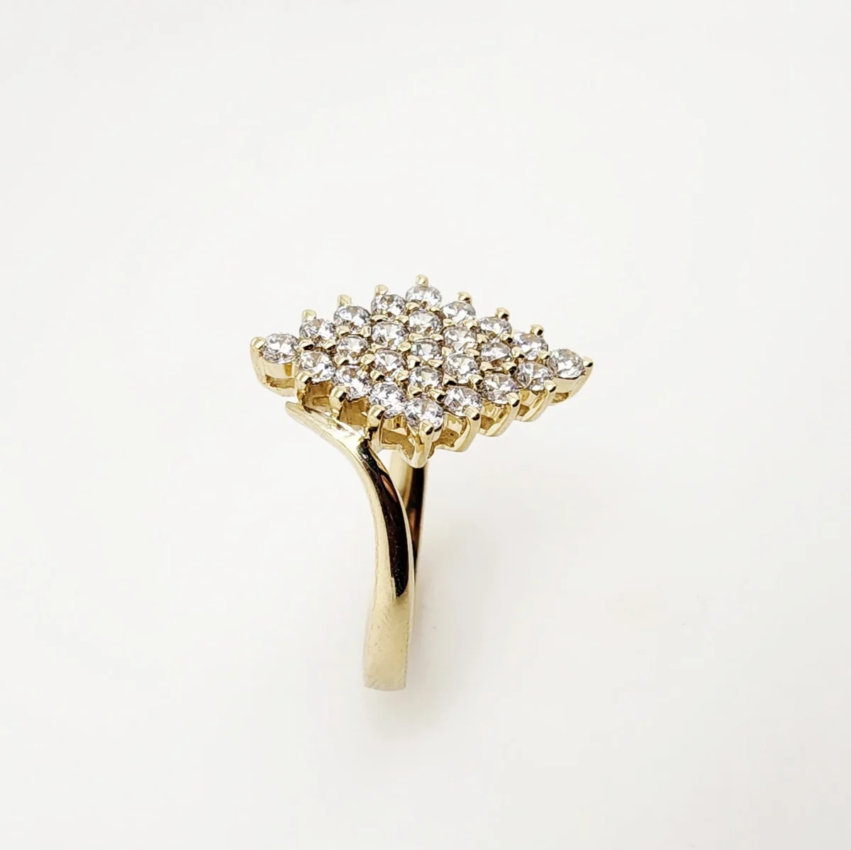 9ct Yellow Gold Diamond Shape Cluster Ring with Round Brilliant Cut Cubic Zirconia Setting - CYR2816