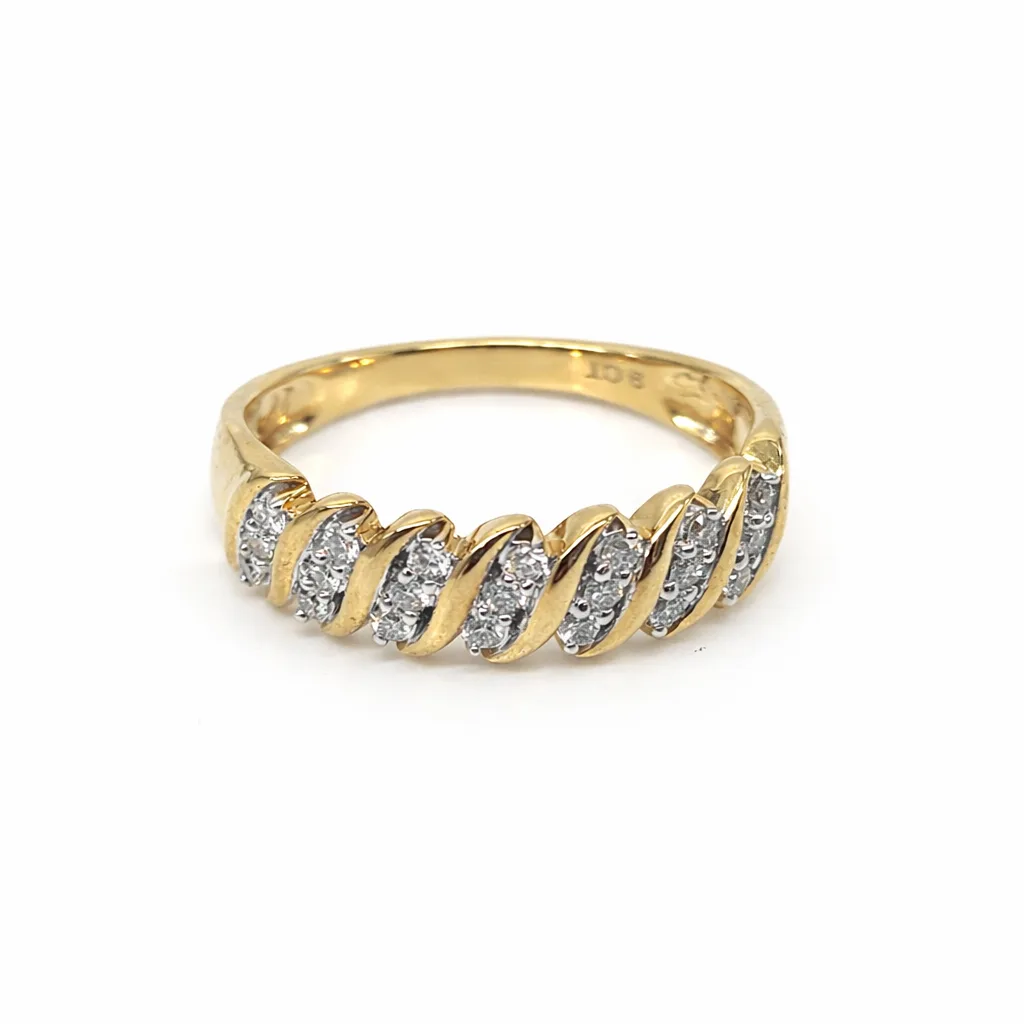 9ct Yellow Gold Diamond Twist Ring 0.23ct – Round Brilliant Cut G/H SI - AURG1166