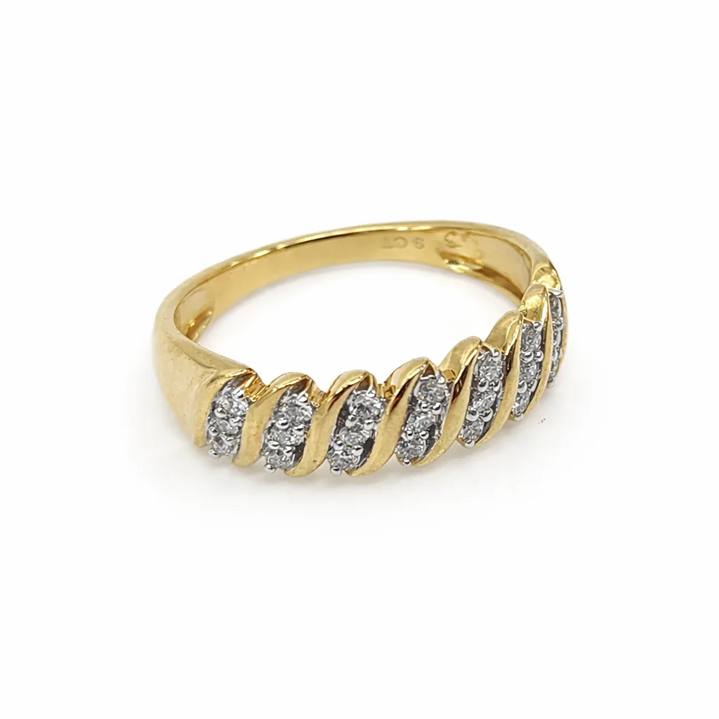 9ct Yellow Gold Diamond Twist Ring 0.23ct – Round Brilliant Cut G/H SI - AURG1166