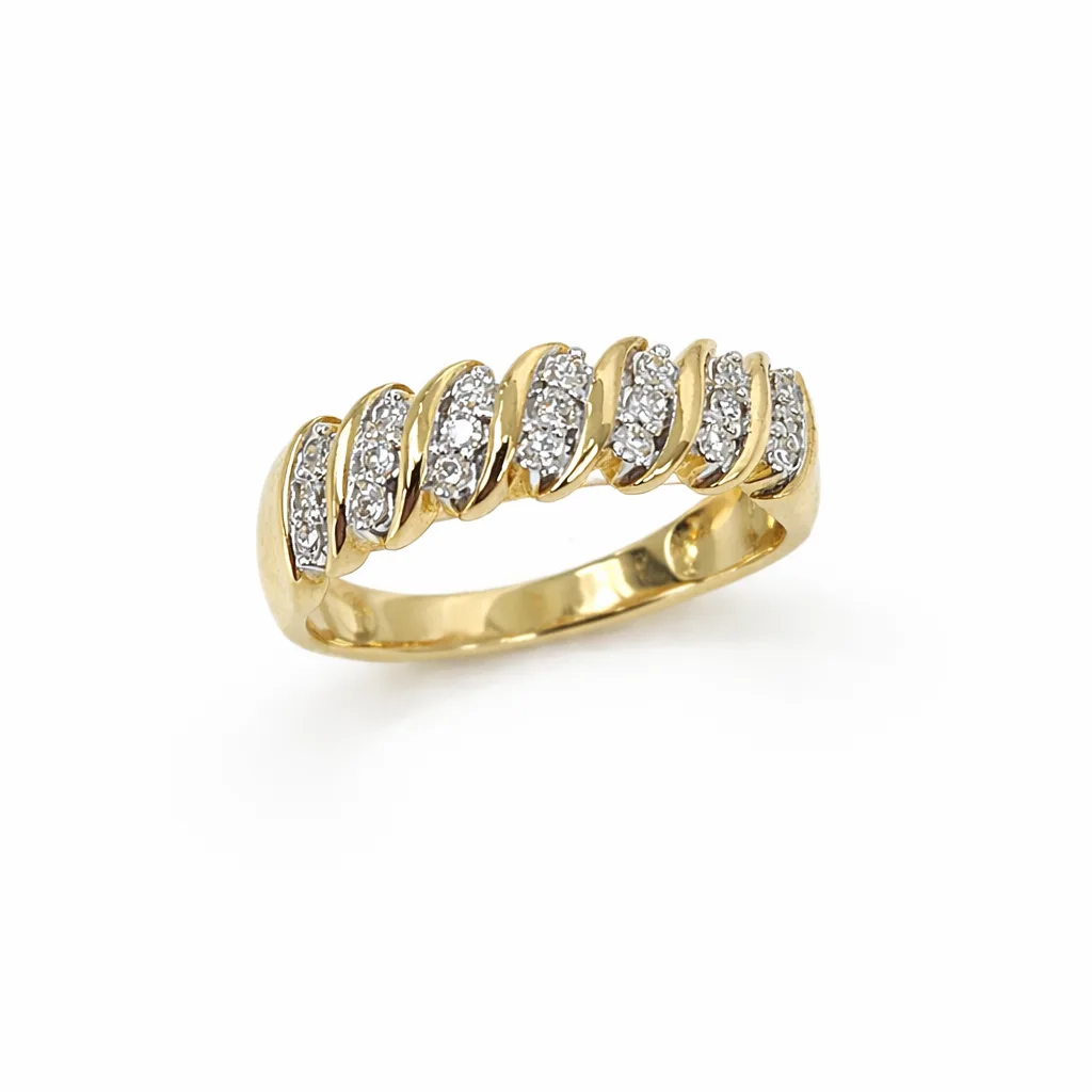 9ct Yellow Gold Diamond Twist Ring 0.23ct – Round Brilliant Cut G/H SI - AURG1166