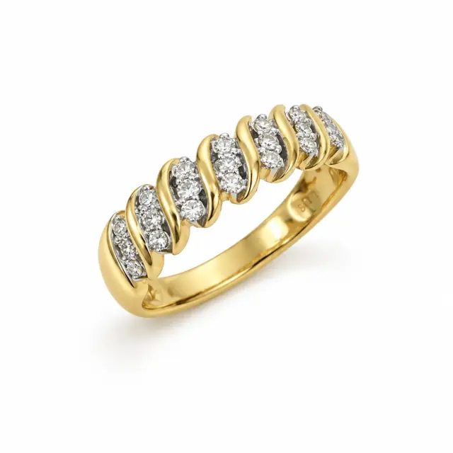 9ct Yellow Gold Diamond Twist Ring 0.23ct – Round Brilliant Cut G/H SI - AURG1166