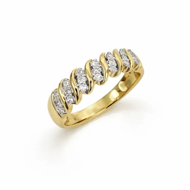9ct Yellow Gold Diamond Twist Ring 0.23ct – Round Brilliant Cut G/H SI - AURG1166