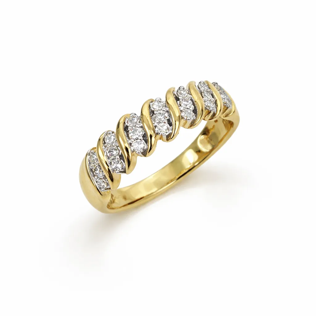 9ct Yellow Gold Diamond Twist Ring 0.23ct – Round Brilliant Cut G/H SI - AURG1166