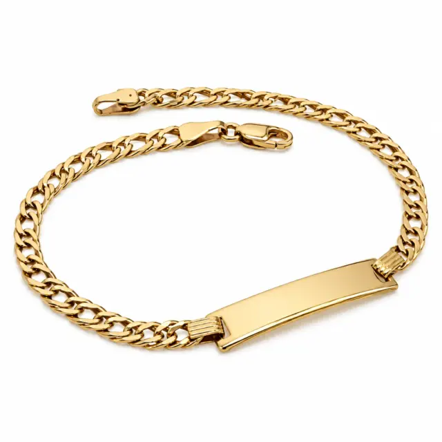 9ct Yellow Gold Double Link ID Bracelet 19cm - 9CTDTZID
