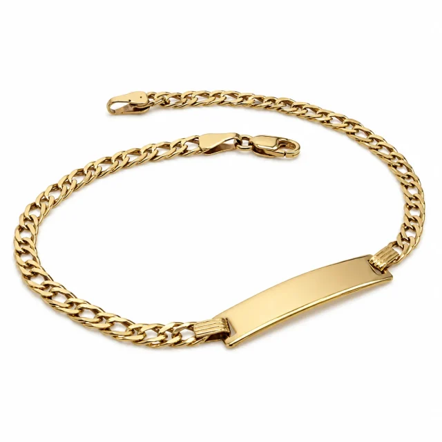9ct Yellow Gold Double Link ID Bracelet 19cm - 9CTDTZID