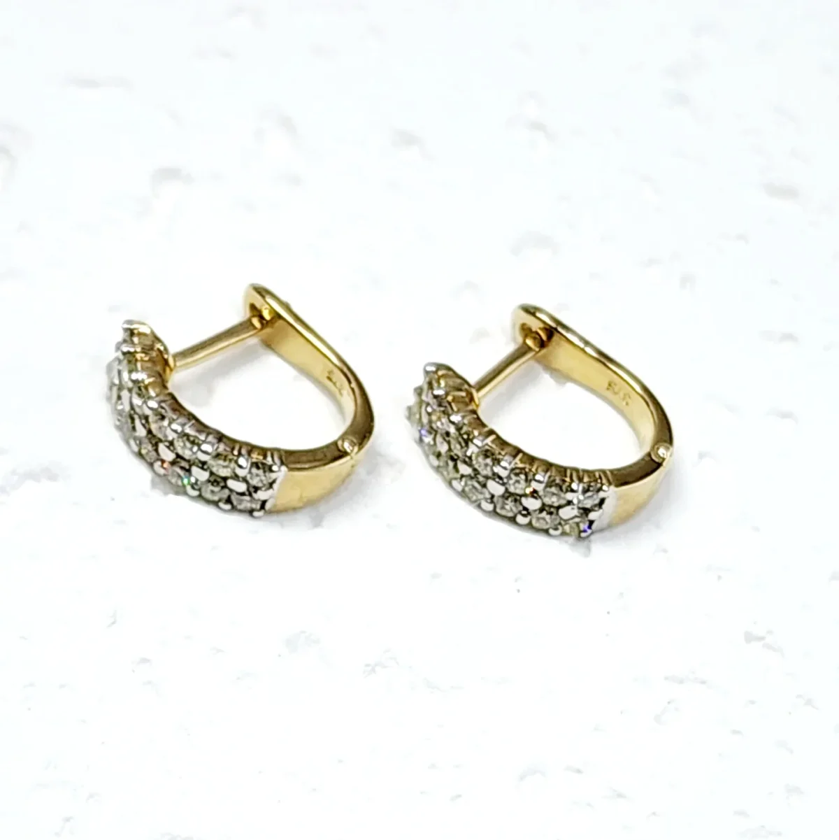 9ct Yellow Gold Double Row 0.53ct Diamond Huggie Earrings