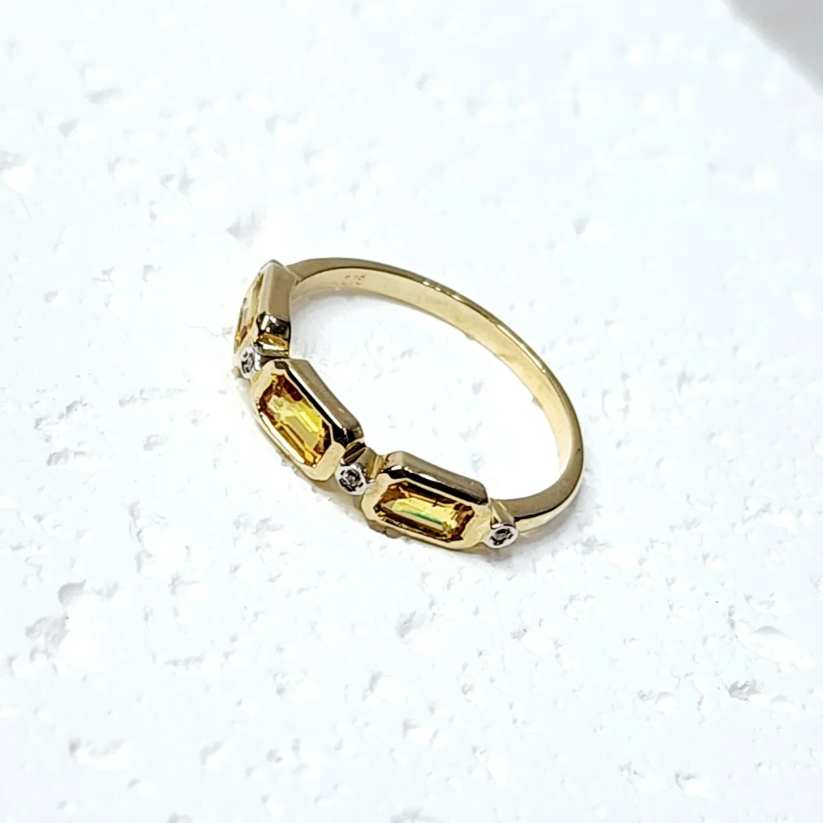9ct Yellow Gold Dress Ring with 1.15ct Yellow Sapphire and 0.02ct Diamond Setting