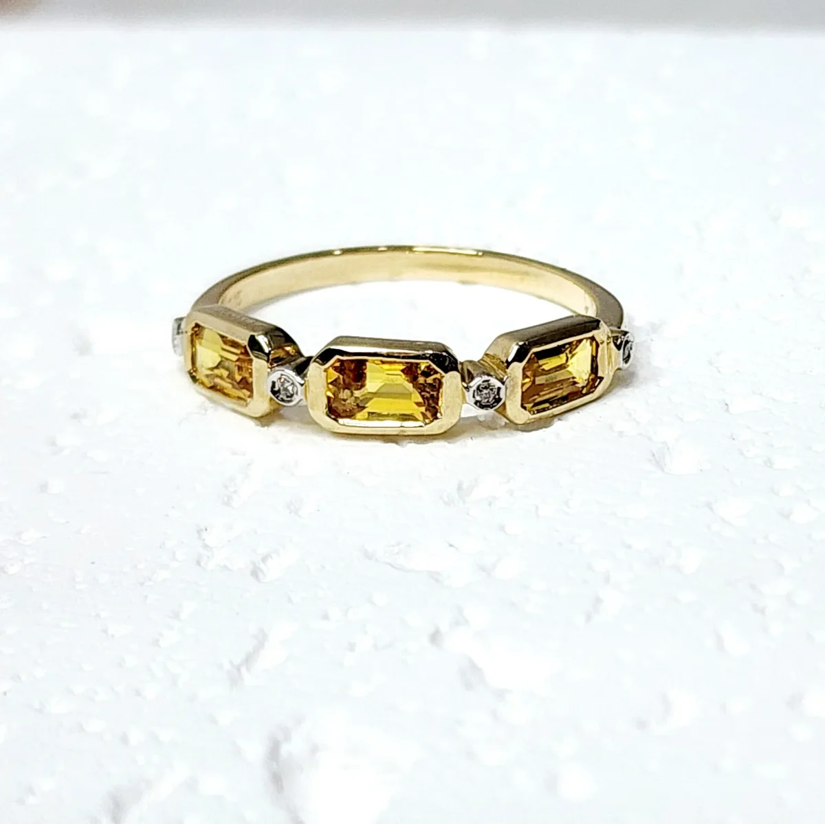 9ct Yellow Gold Dress Ring with 1.15ct Yellow Sapphire and 0.02ct Diamond Setting