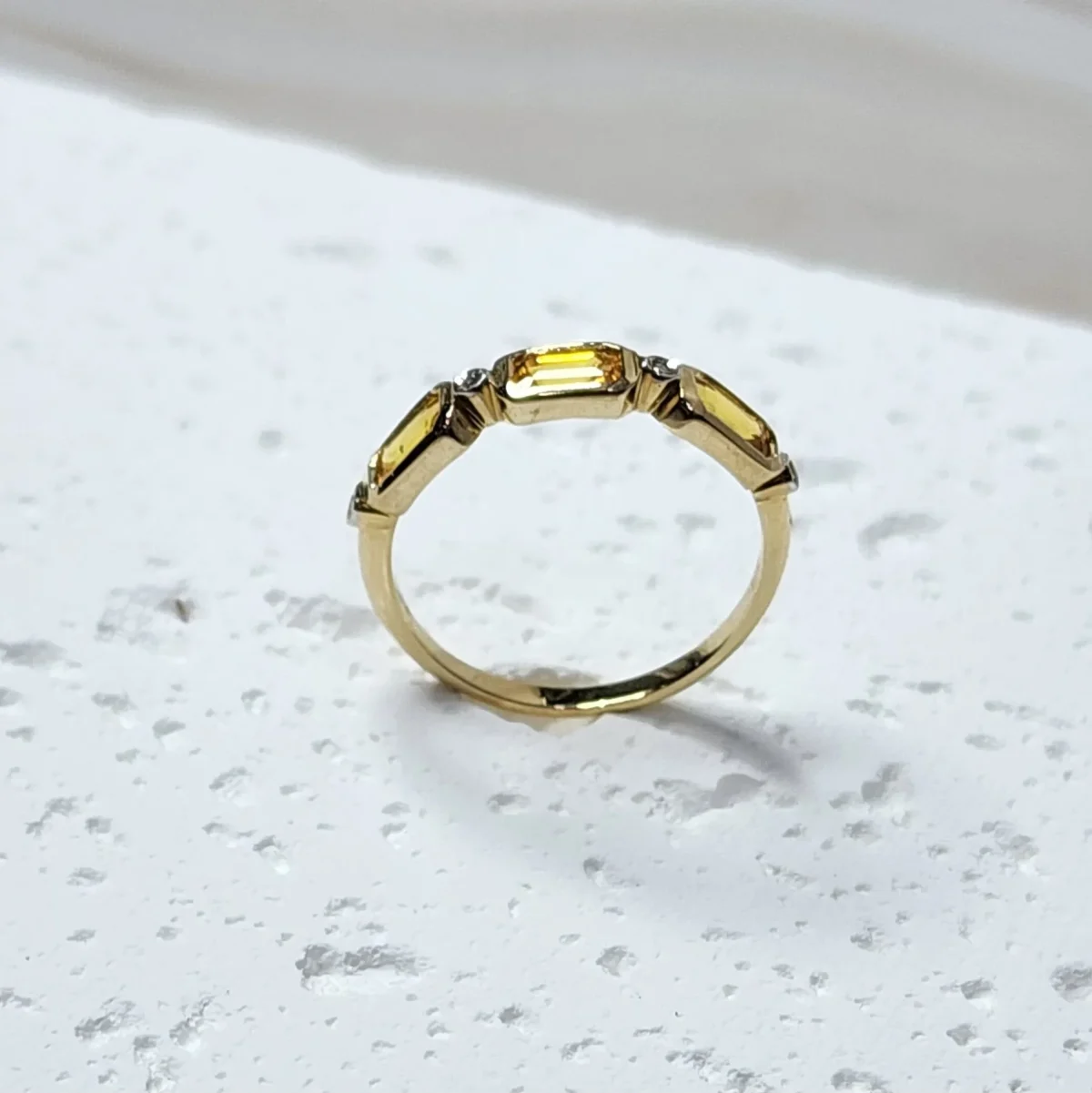 9ct Yellow Gold Dress Ring with 1.15ct Yellow Sapphire and 0.02ct Diamond Setting
