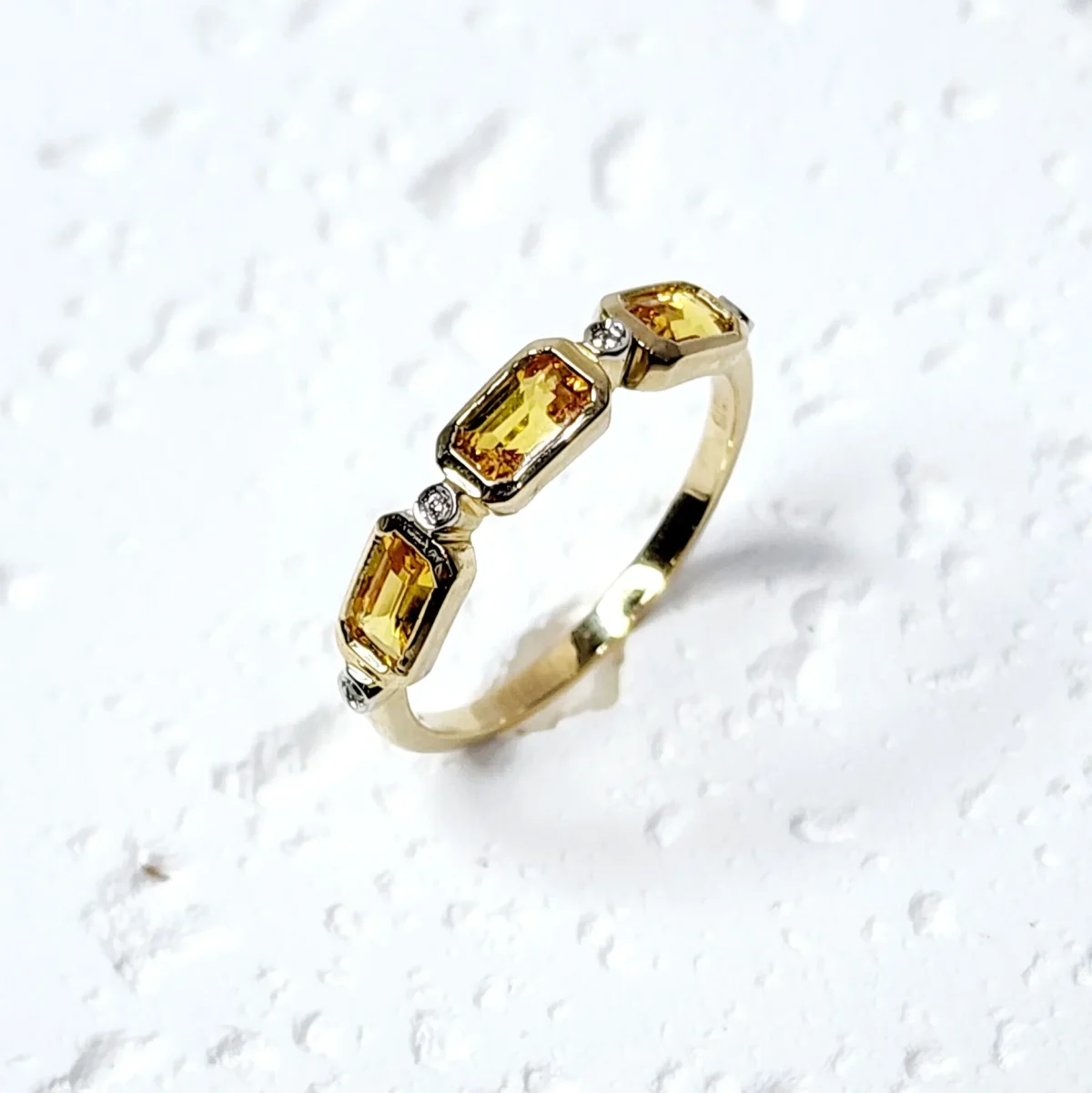9ct Yellow Gold Dress Ring with 1.15ct Yellow Sapphire and 0.02ct Diamond Setting