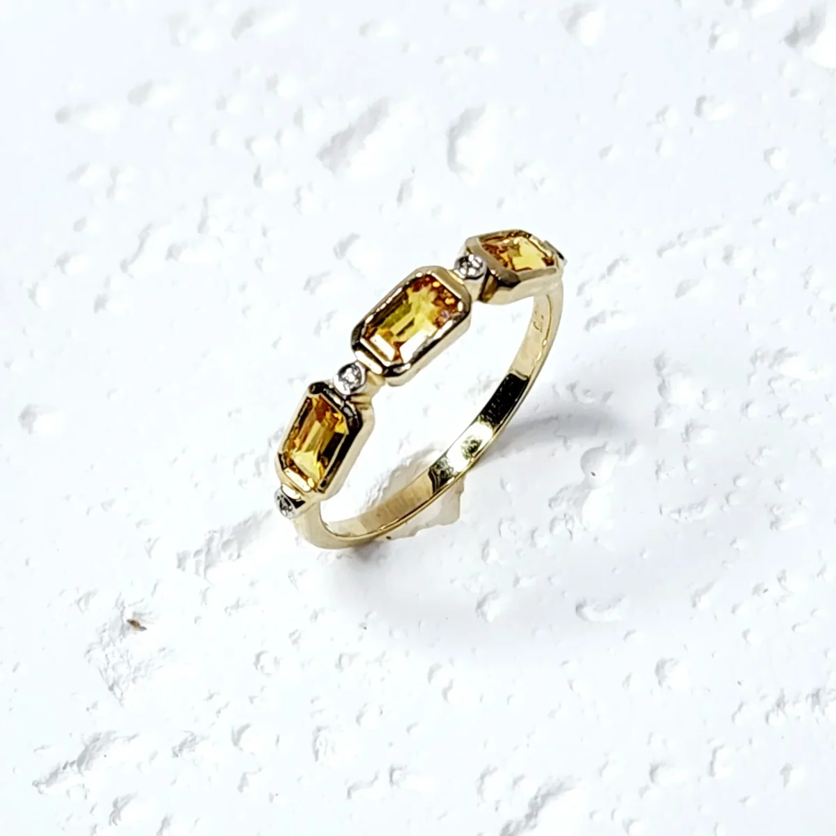 9ct Yellow Gold Dress Ring with 1.15ct Yellow Sapphire and 0.02ct Diamond Setting