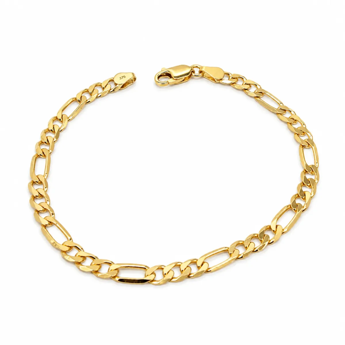 9ct Yellow Gold FBSFD120 1/3 Bevel Diamond Cut Figaro Link Bracelet – 9CTFBSFD120
