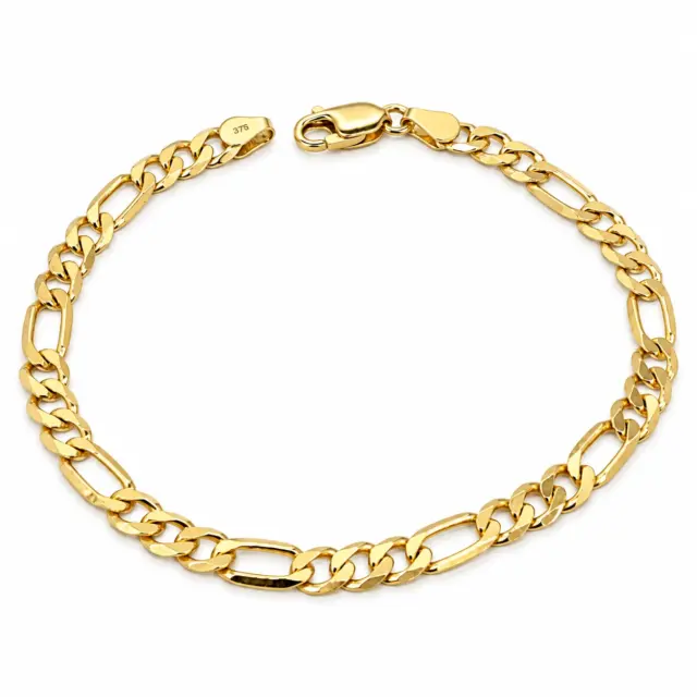 9ct Yellow Gold FBSFD120 1/3 Bevel Diamond Cut Figaro Link Bracelet – 9CTFBSFD120