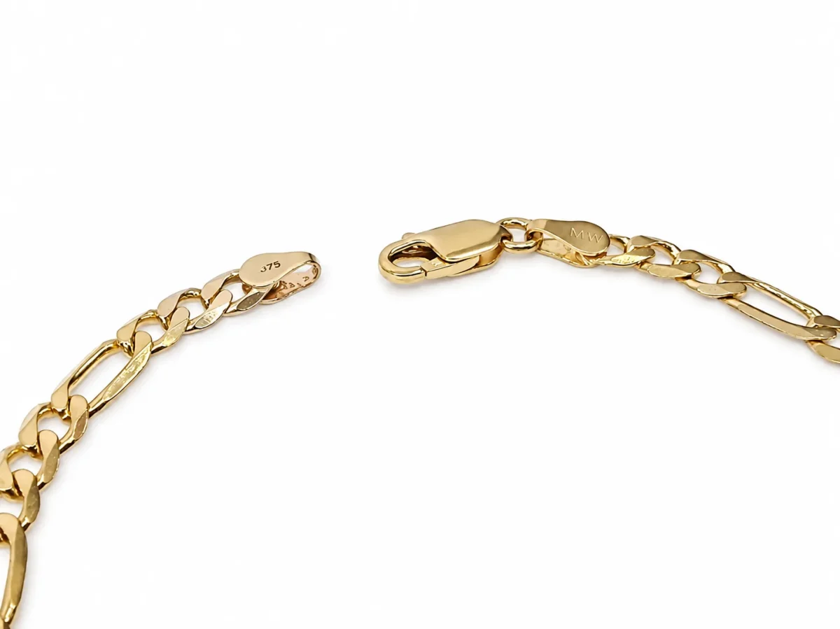 9ct Yellow Gold FBSFD120 1/3 Bevel Diamond Cut Figaro Link Bracelet – 9CTFBSFD120