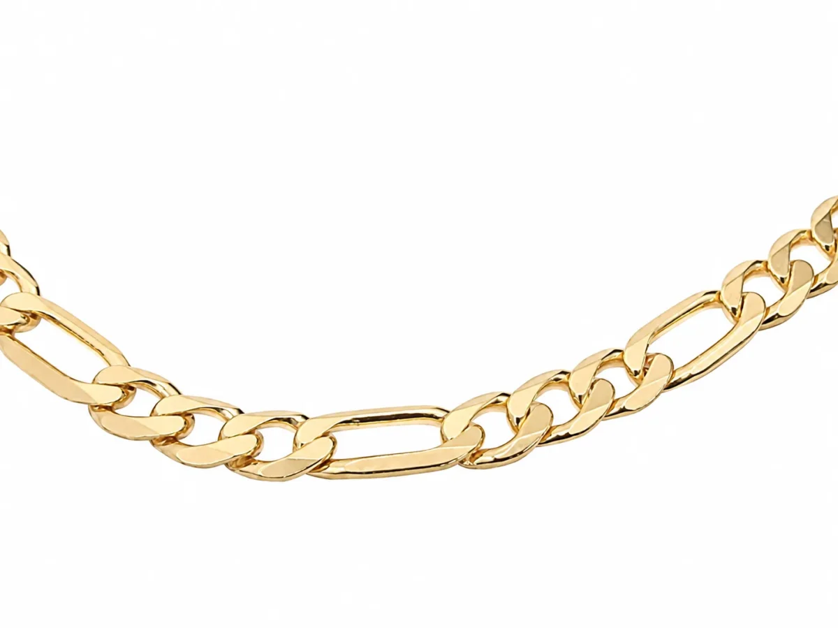 9ct Yellow Gold FBSFD120 1/3 Bevel Diamond Cut Figaro Link Bracelet – 9CTFBSFD120