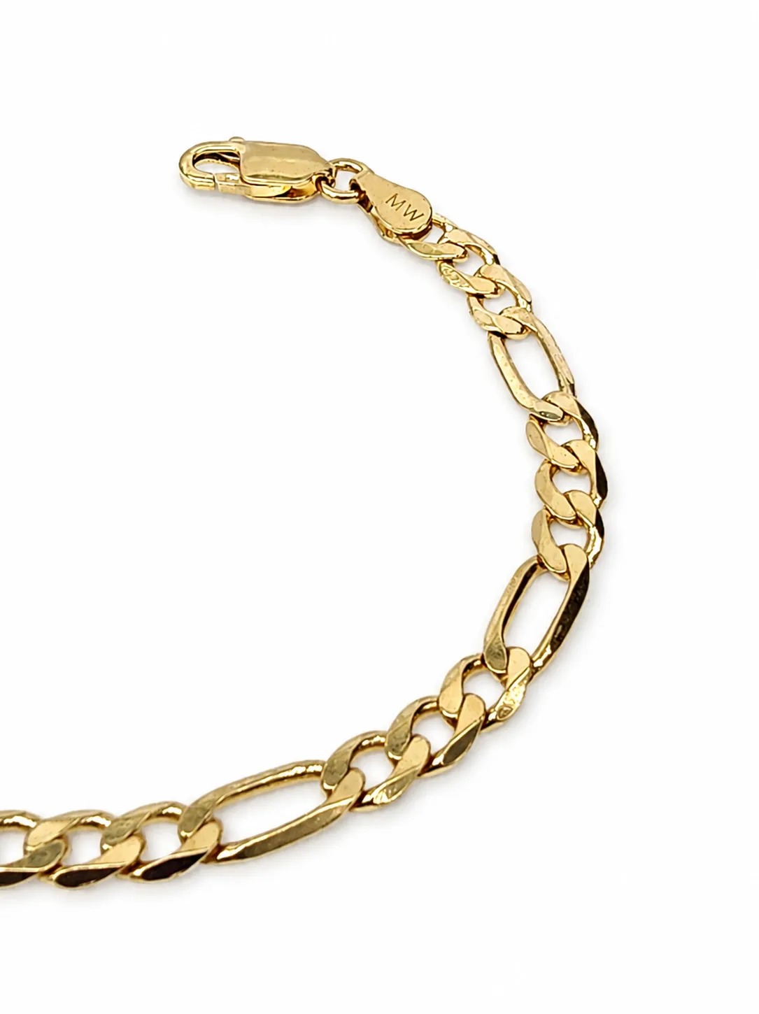 9ct Yellow Gold FBSFD120 1/3 Bevel Diamond Cut Figaro Link Bracelet – 9CTFBSFD120